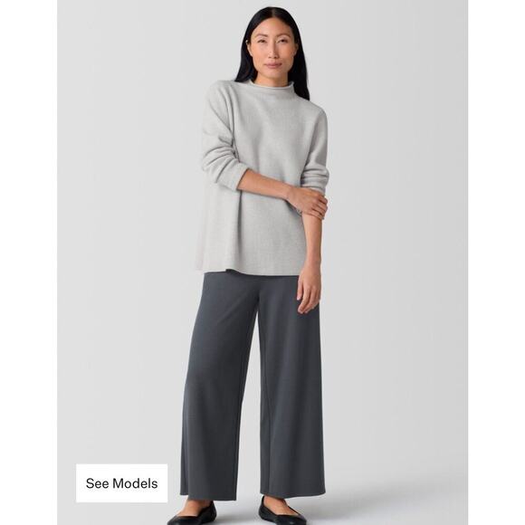 Eileen Fisher Women's Sz. L Grey Pull On Stretch Straight Leg Pants - Picture 1 of 5